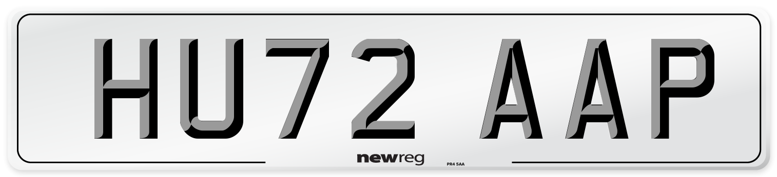HU72 AAP Number Plate from New Reg
